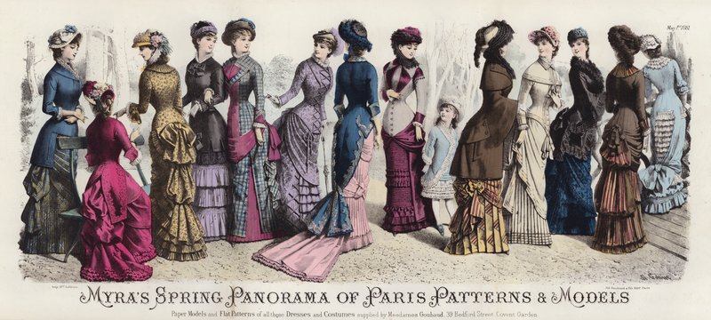 Myra's Spring Panorama of Paris Patterns and Models (farget gravering) av European School