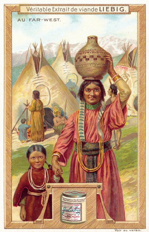 Indianerlandsby (chromolitho) av European School
