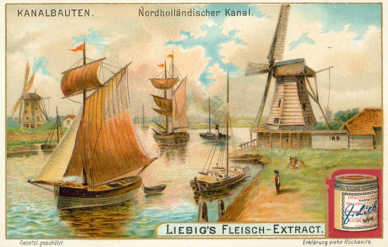 Noordhollandsch Kanaal, Nederland (kromolitografi) av European School