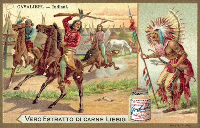 Nordamerikanske indianere (chromolitho) av European School