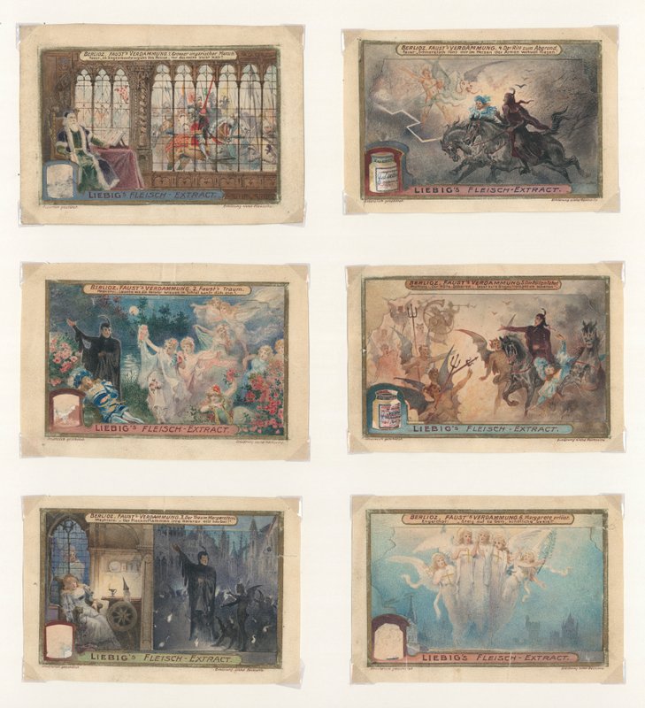 Originalt kunstverk for et sett med Liebig-kort: Berlioz, Faust (gouache på papir) av European School
