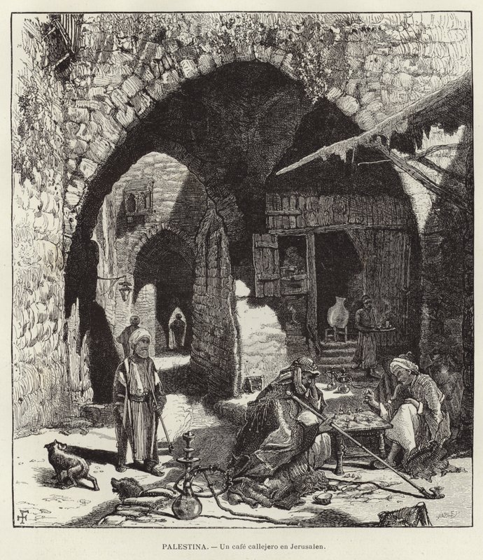 Palestine, en gatekafé i Jerusalem av European School