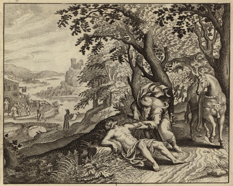 Lignelse om den barmhjertige samaritan (gravering) av European School