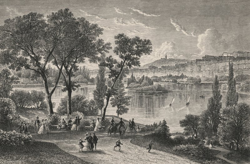 Parc De La Tete-D'Or, i Lyon (gravering) av European School