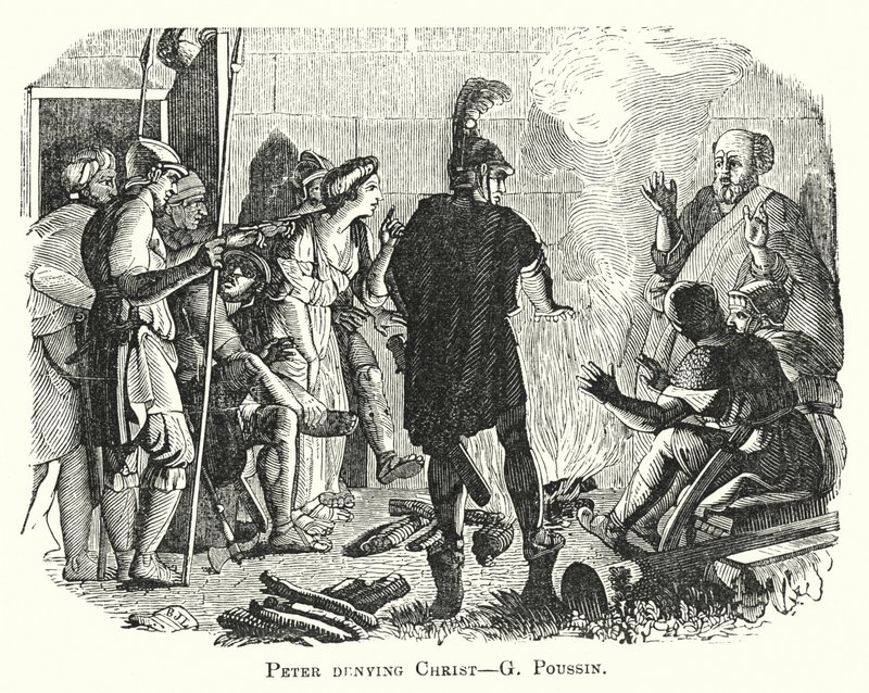 Peter fornekter Kristus (gravering) av European School