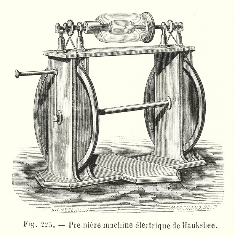 Premiere machine electrique de Hauksbee (gravering) av European School