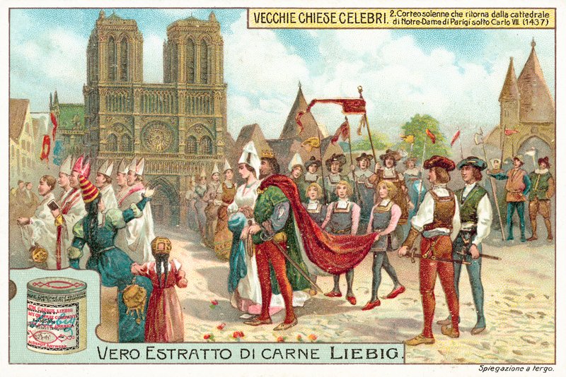 Prosesjon forlater Notre Dame de Paris under regjeringen til Charles VII av Frankrike av European School