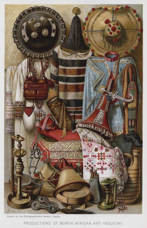Produksjoner av nordafrikansk kunstindustri (chromolitho) av European School