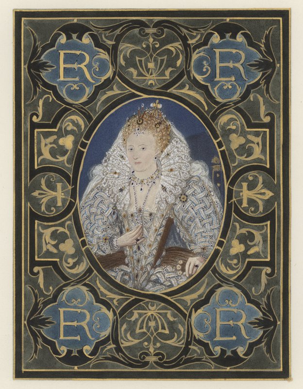 Dronning Elizabeth (farge litho) av European School