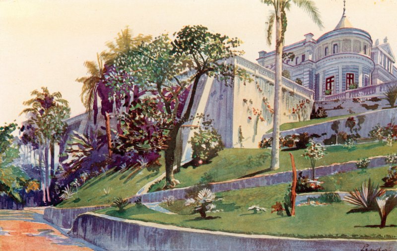 Residensen til general senator Pinheiro Machado (fargelitografi) av European School