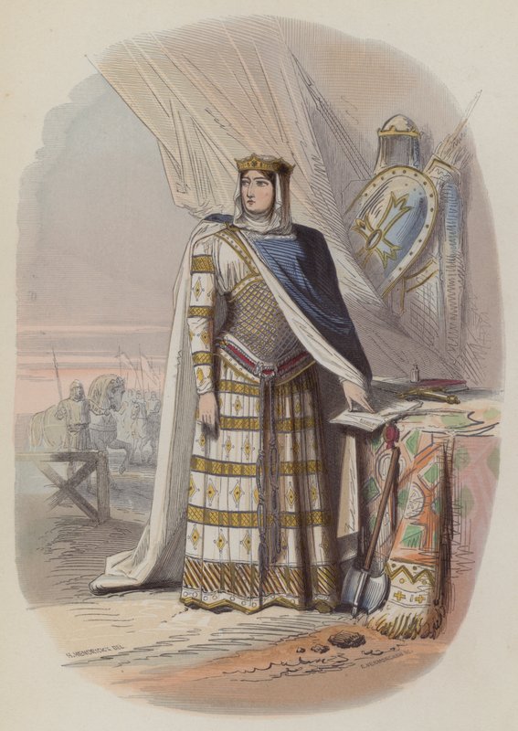Richilde, grevinne av Hainaut, grevinnekonsort og regent av Flandern (farget gravering) av European School