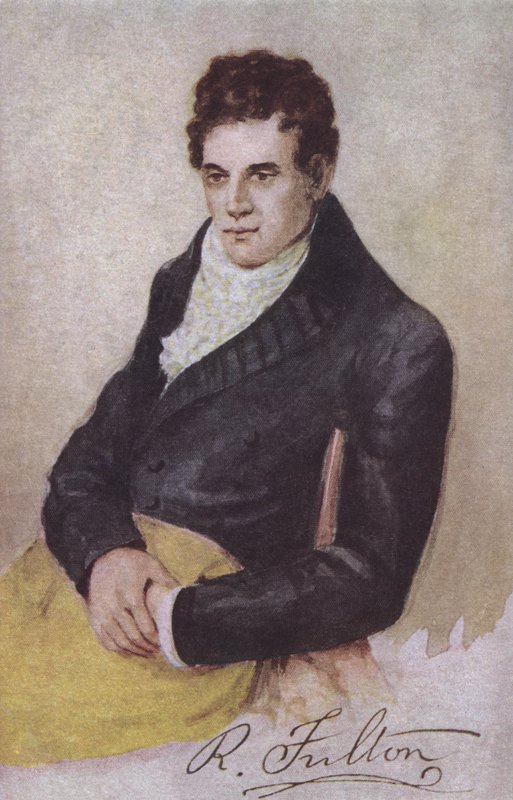 Robert Fulton , amerikansk ingeniør, oppfinner og dampbåtpioner (fargelitografi) av European School
