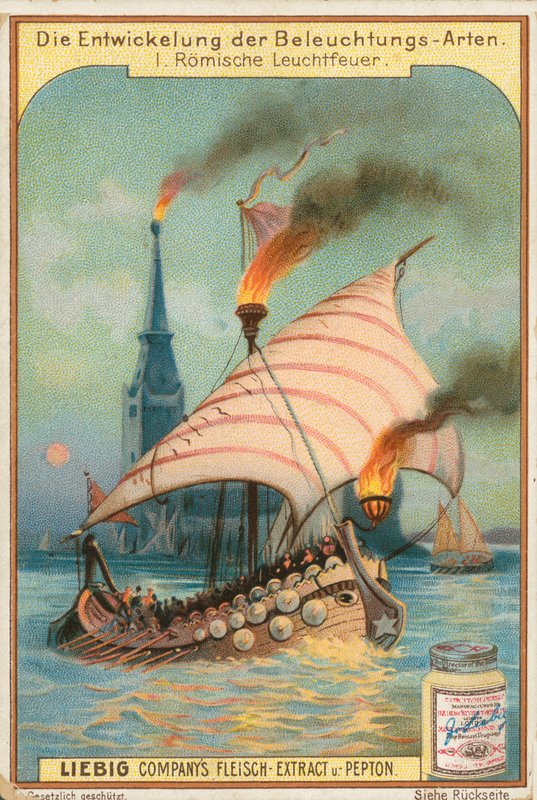 Romersk galleon, Liebig-kort, tidlig på 1900-tallet (kromo) av European School