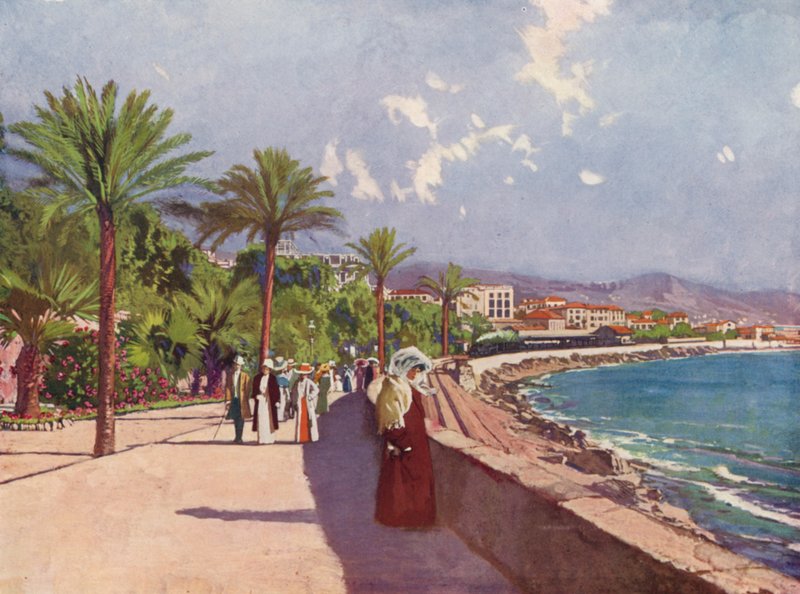 San Remo, Promenaden (fargelitografi) av European School