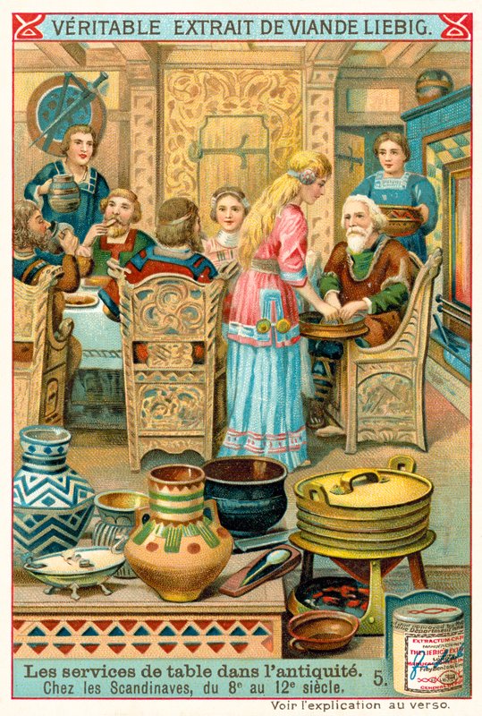 Skandinavisk servise, 8.-12. århundre (chromolitho) av European School