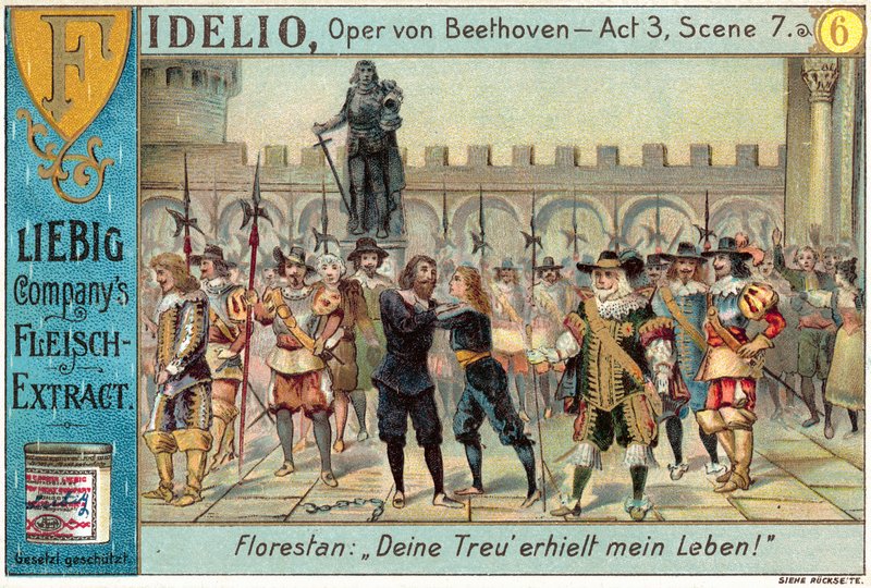 Scene fra Beethovens opera Fidelio (chromolitho) av European School