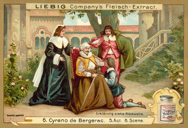 Scene fra Cyrano de Bergerac (chromolitho) av European School