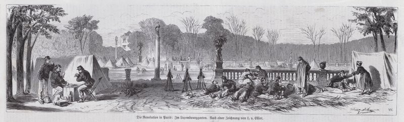 Scene i Jardin du Luxembourg under Paris-kommunen av European School