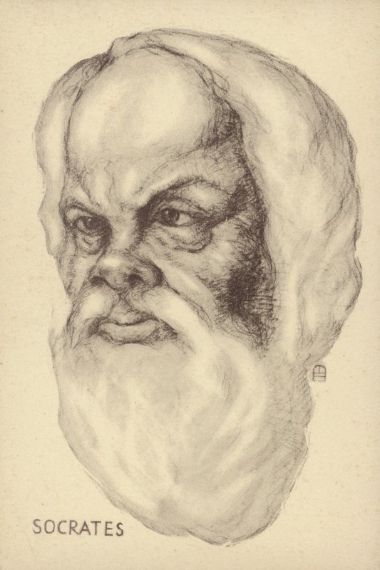Sokrates (ca. 469 f.Kr.–399 f.Kr.), antikkgresk filosof (litografi) av European School