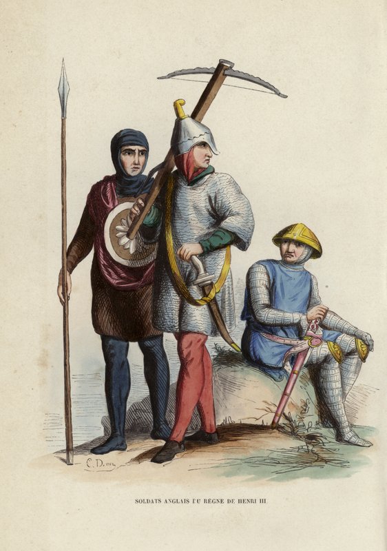 Engelske Soldiers Of The Reign Of Henry III (farget gravering) av European School
