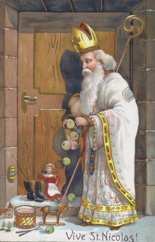St. Nikolaus-dagskort (chromolitho) av European School