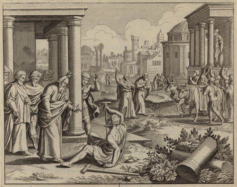 St Paul helbreder en mann som var halt og aldri hadde gått (gravering) av European School