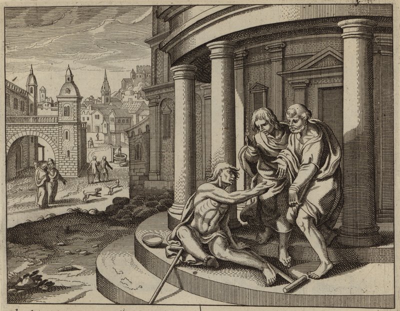 St Peter helbreder en halt tigger i Jesu Kristi navn (gravering) av European School