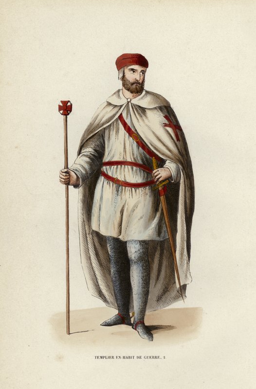 Templar In War Dress (farget gravering) av European School