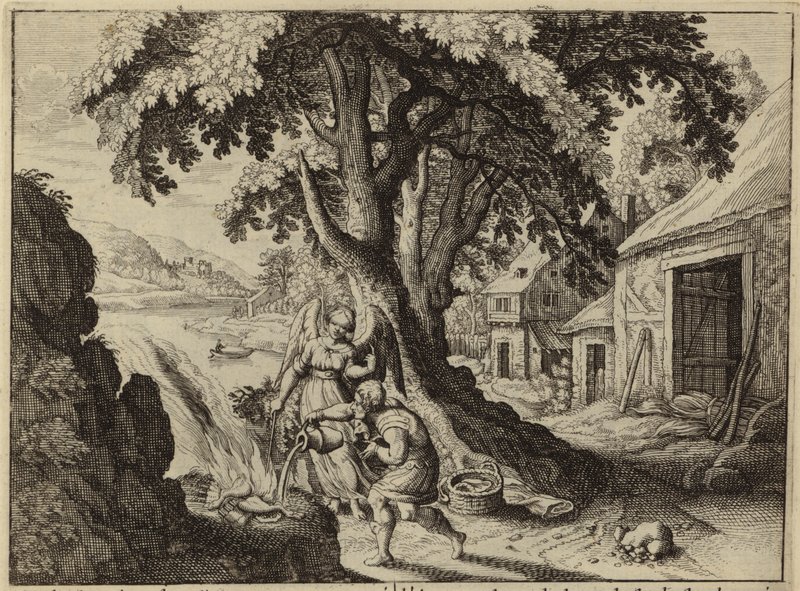 Herrens engel viser seg for Gideon (gravering) av European School