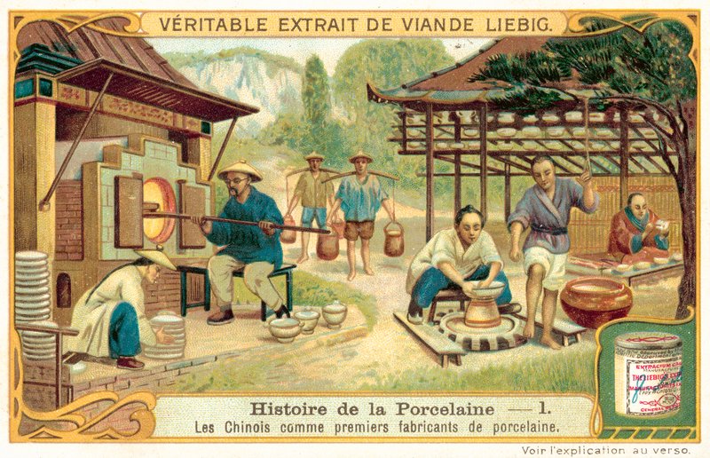 Kineserne, de første produsentene av porselen (chromolitho) av European School