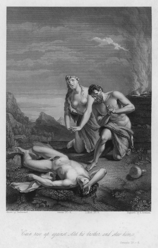 Den første døden, Genesis IV, 8 (gravering) av European School