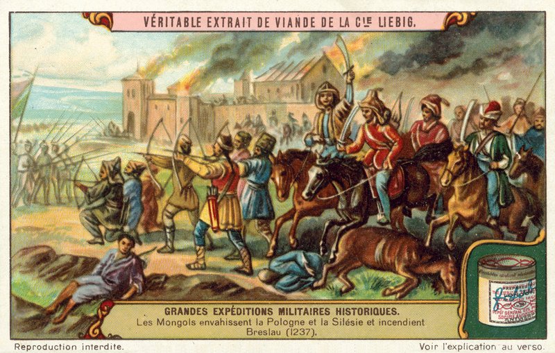 Mongolene invaderer Polen og Schlesia og brenner Breslau av European School