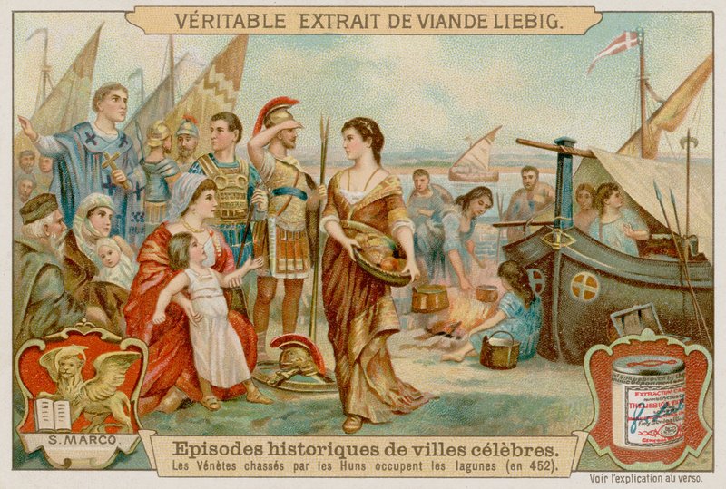 Venetianerne ble drevet inn i lagunen av hunerne i 452 av European School