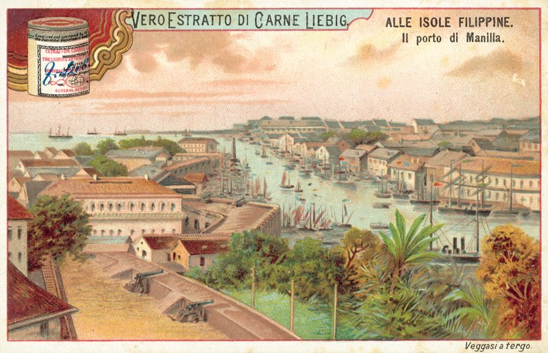 Havnen i Manila (chromolitho) av European School