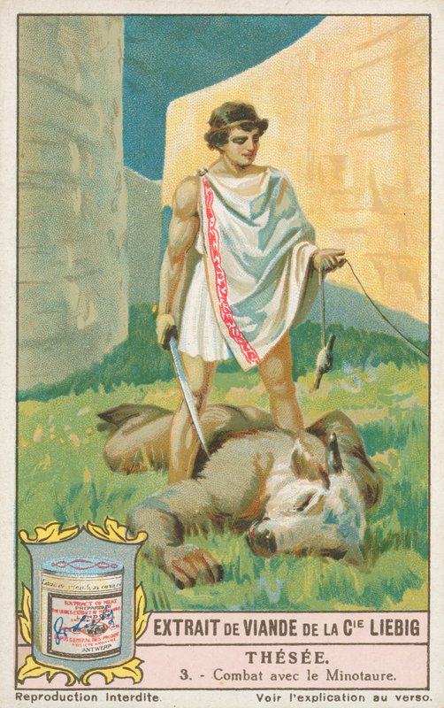 Theseus, Liebig-kort, tidlig på 1900-tallet (kromo) av European School