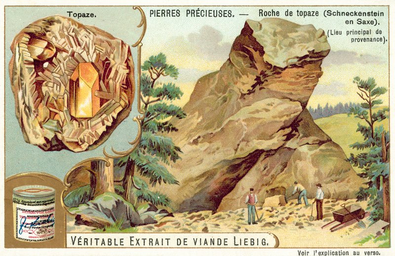 Topazrock ved Spiral Stone, Sachsen (chromolitho) av European School