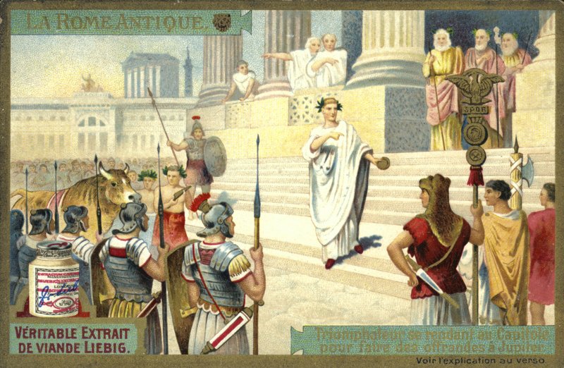 Victor besøker Capitol for å ofre til Jupiter, det gamle Roma av European School