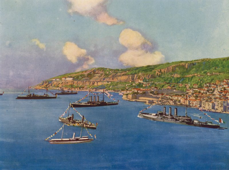 Villefranche, La Rade og skvadronen (farge litho) av European School