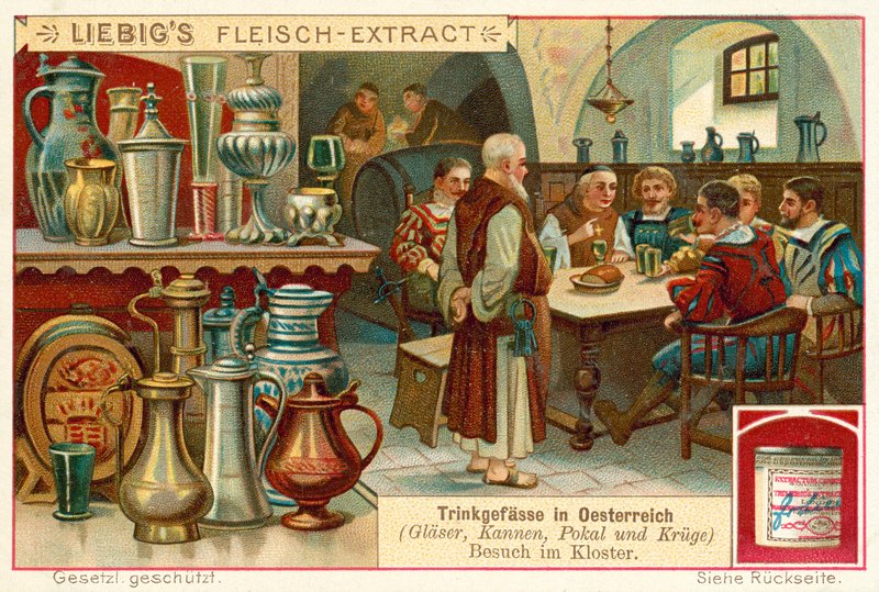 Besøk til et kloster i Østerrike (chromolitho) av European School