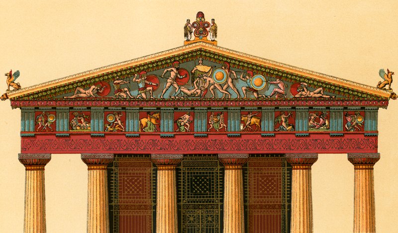 Vestlig fasade av Athena-tempelet i Egina av European School