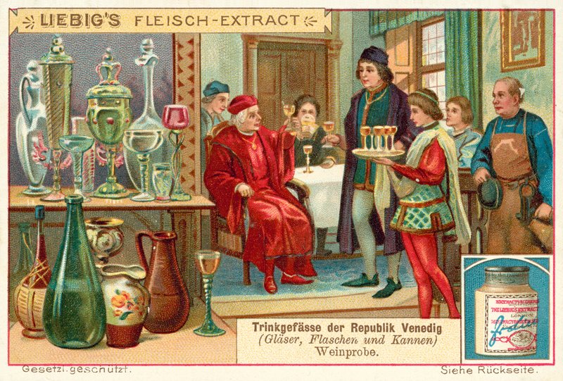 Vinsmaking i Venezia (chromolitho) av European School