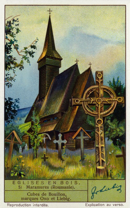 Trekirke, Maramures, Nord-Romania (chromolitho) av European School