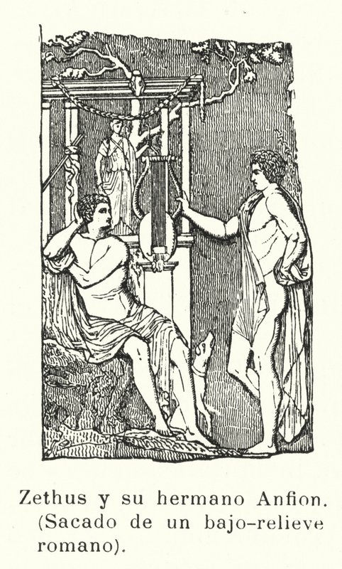 Zethus og Amphion, tvillingsønner til Zeus, romersk basrelieff (bilde) av European School