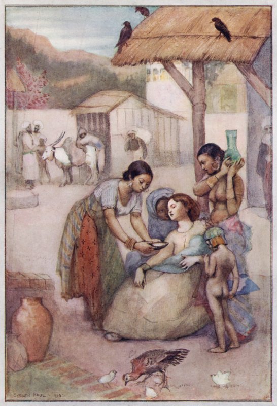 Illustrasjon for Cranford av fru Gaskell (litho-farge) av Evelyn Paul