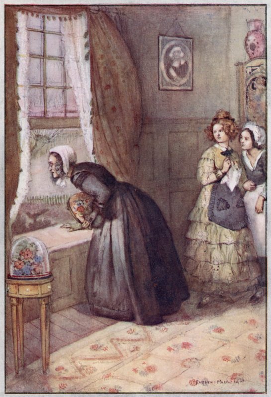 Illustrasjon for Cranford av fru Gaskell (litho-farge) av Evelyn Paul