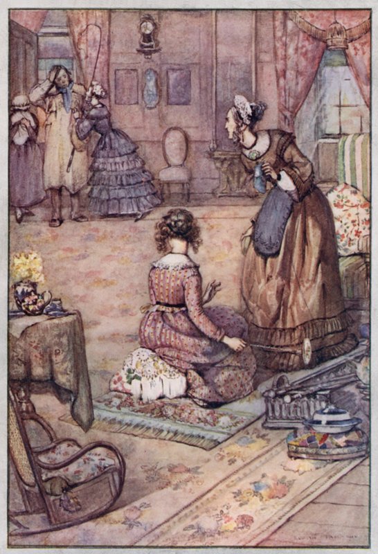 Illustrasjon for Cranford av fru Gaskell (litho-farge) av Evelyn Paul