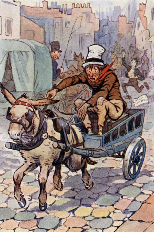Illustrasjon for David Copperfield (farge litho) av F. M. B. Blaikie