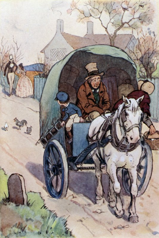Illustrasjon for David Copperfield (farge litho) av F. M. B. Blaikie