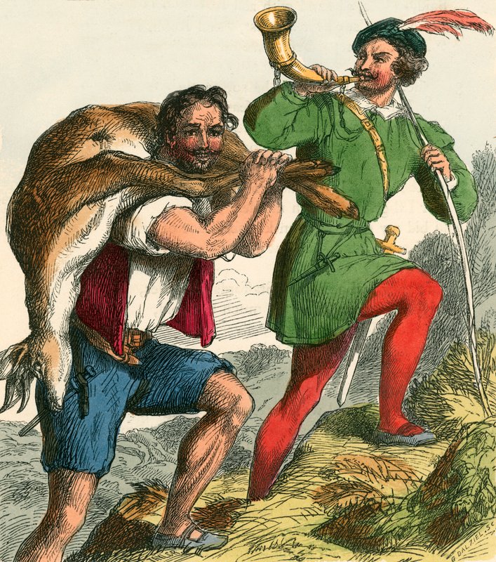 Robin Hood og Lille John tar hjem den fete bukken av F. Tayler