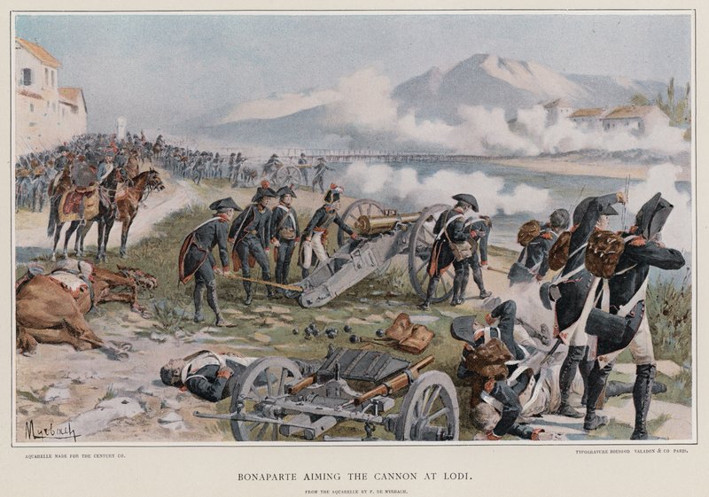 Bonaparte sikter kanonen mot Lodi av Felicien baron de Myrbach Rheinfeld